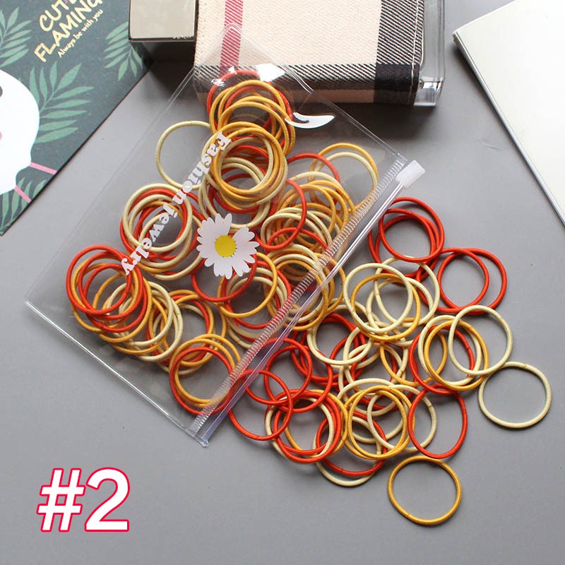 Set 100 Dây Buộc Tóc Co Giãn Nhiều Màu Cho Bé Gái
