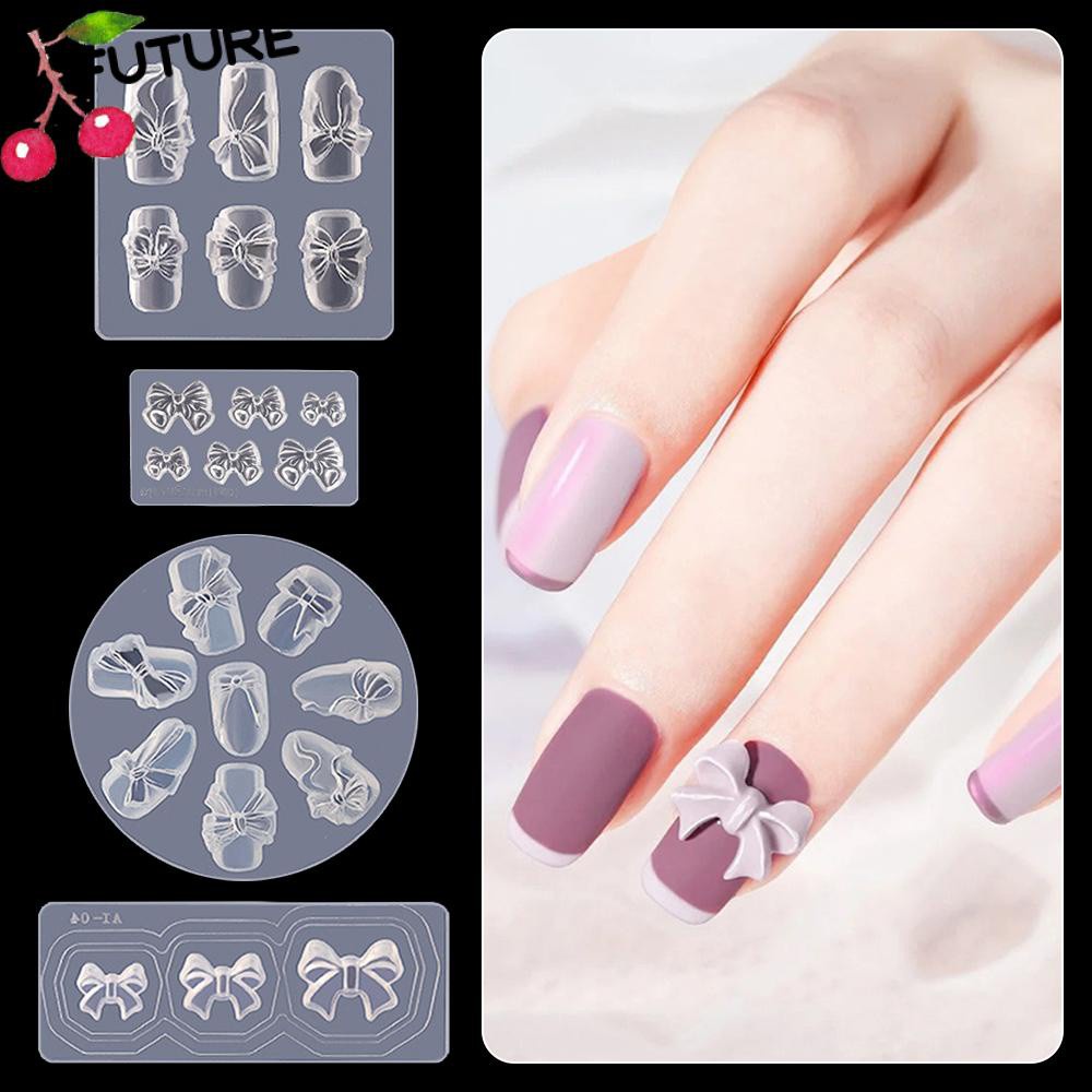 Khuôn In Trang Trí Móng Tay Hình Nơ 3D Bằng Silicone DIY