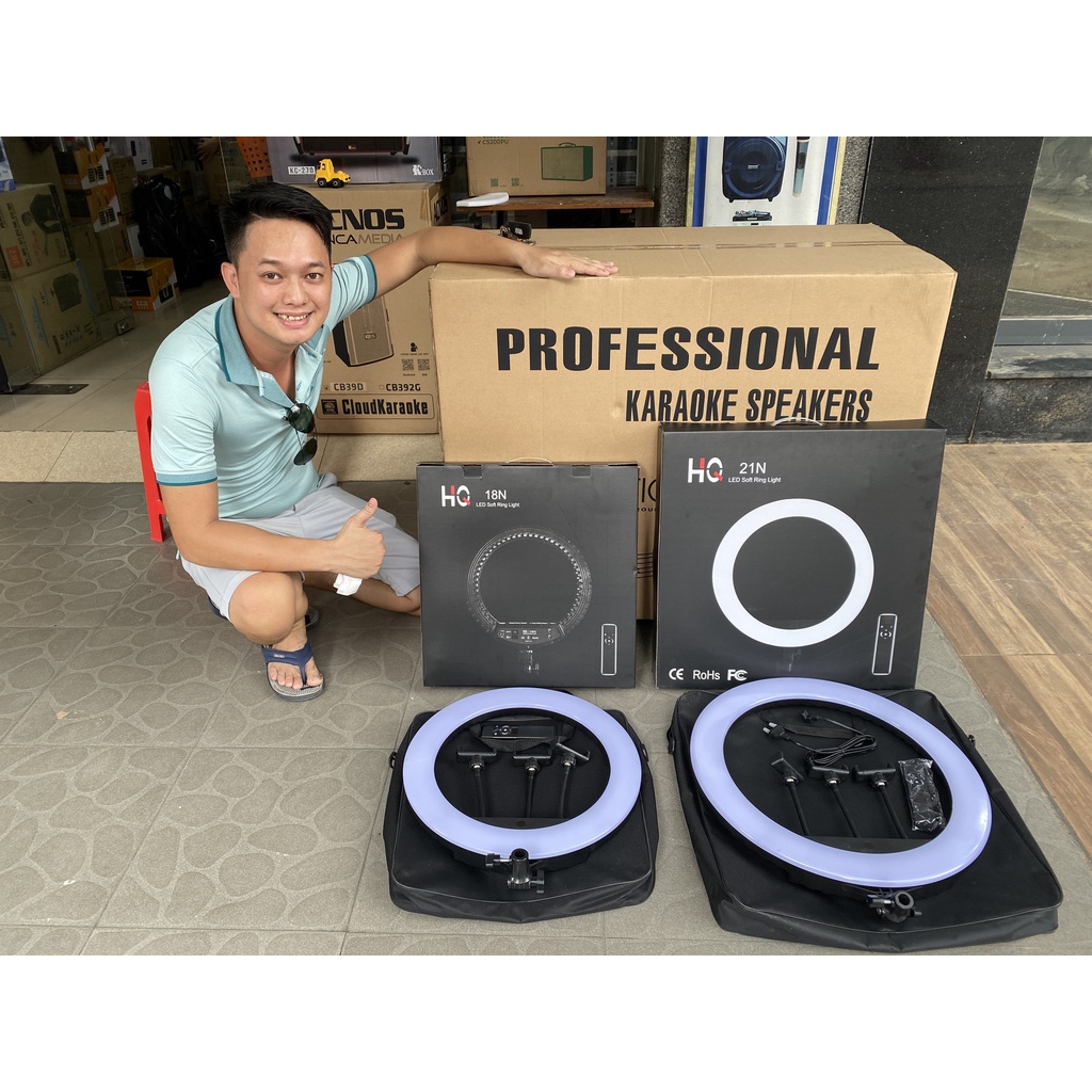 Đèn livestream 54cm HQ21N - Đèn trợ sáng 3 kẹp điện thoại size 21 inch bán hàng online, trang điểm, phun săm, chụp ảnh