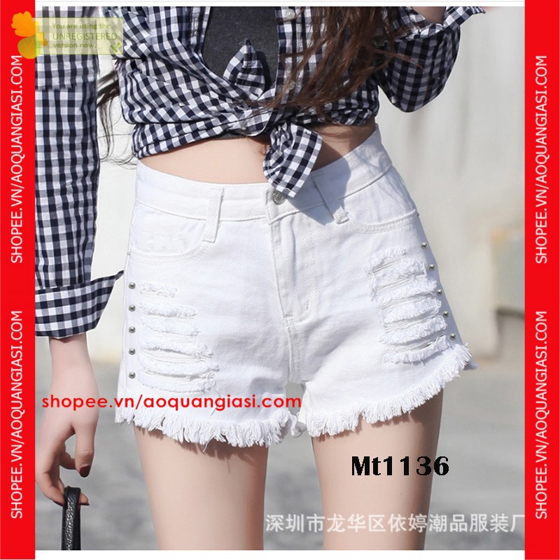 Quần Sooc rách Mix Viền Hạt Mt1136 cá tính aoquangiasi.com