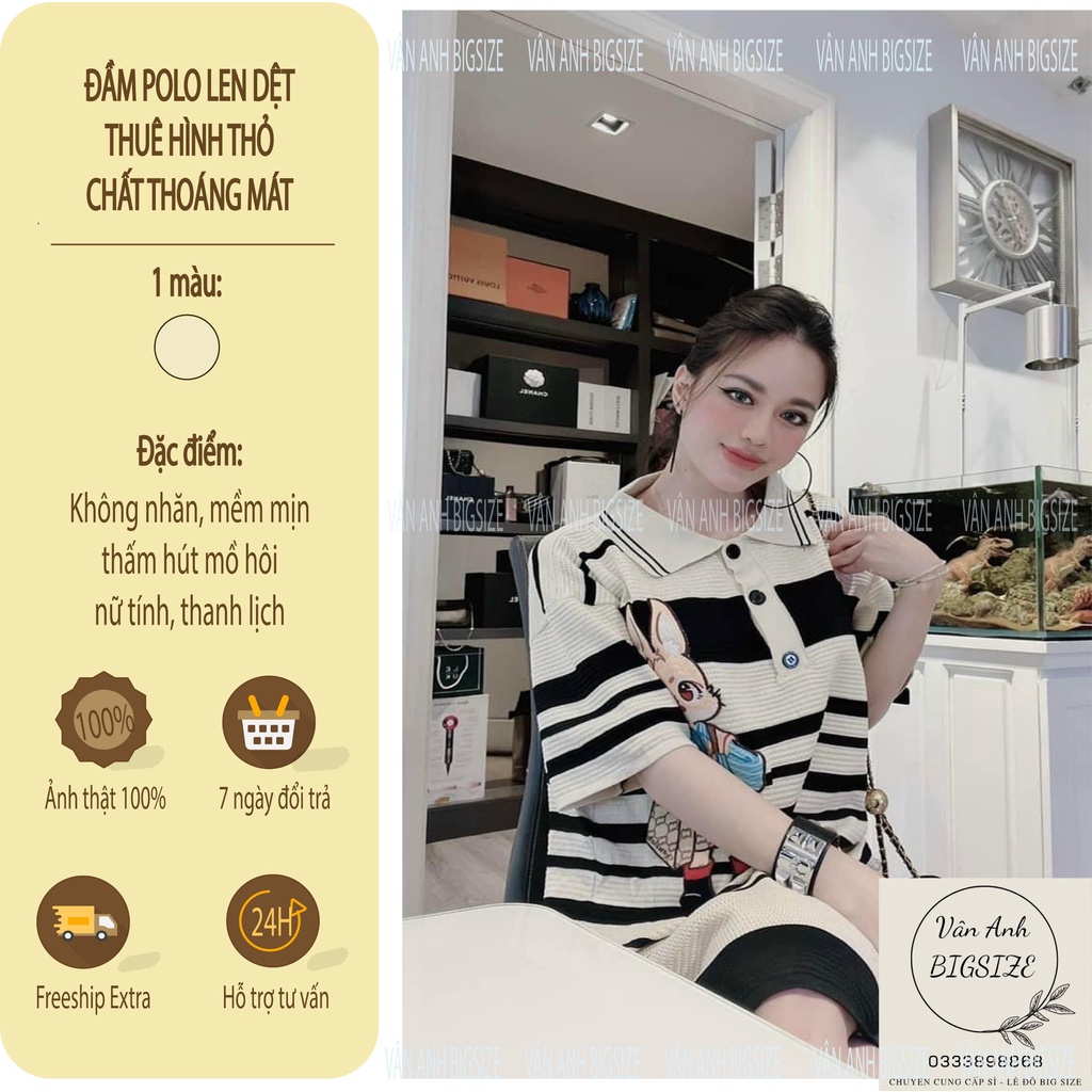 Đầm Polo Dệt Thêu Hình Thỏ Nữ  Chất Liệu Thoáng Mát Thấm Hút Mồ Hôi Trẻ Trung Nữ Tính