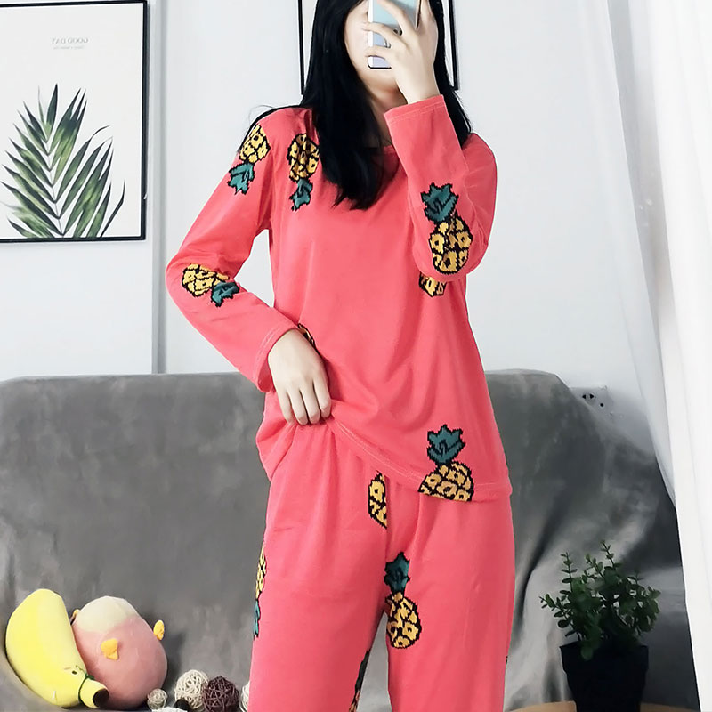 Set đồ ngủ ECMLN tay dài in họa tiết đáng yêu thời trang phái nữ