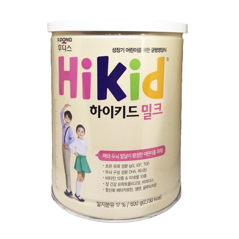 Sữa bột HIKID vị vani 600gr - Hàn Quốc