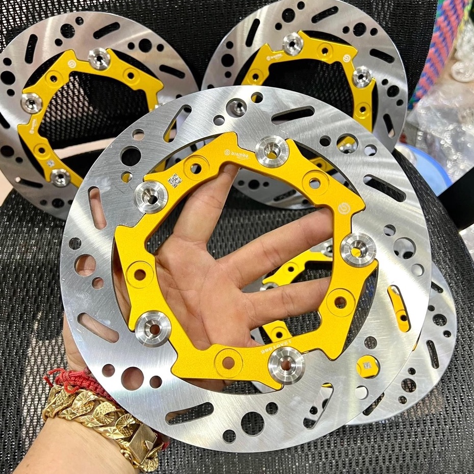 Đĩa Thắng Trước 5 lỗ size 220mm gắn Mâm Zin AB 150, Lòng CNC ANOT lên Màu cực chất Khoen INOX 304 Không Gỉ