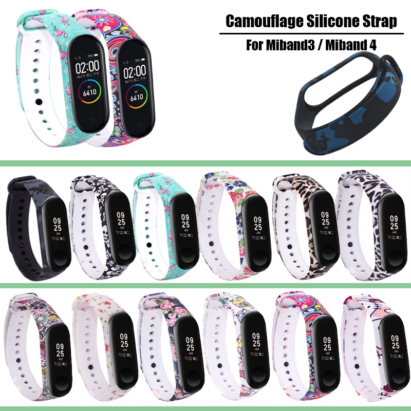 Dây đeo bằng silicon họa tiết rằn ri dành cho đồng hồ thông minh Xiaomi Mi Band 3 4 Miband 4