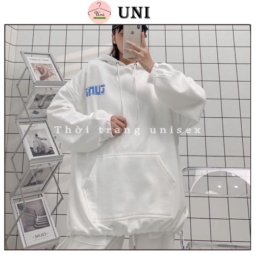 Áo hoodie thụng dáng rộng unisex TUNI dưới 85kg chất nỉ bông cotton - Uni