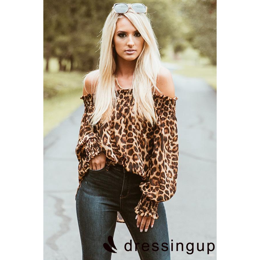 Áo Nữ Tay Dài In Họa Tiết Da Báo Thời Trang