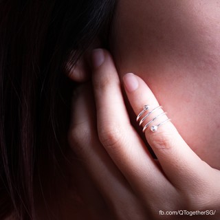 Nhẫn bạc MIDI hình lò xo