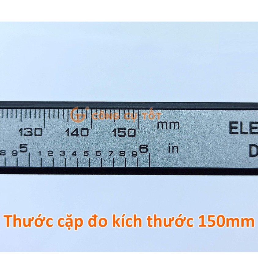 Thước kẹp điện tử sợi các bon 150mm độ chính xác 0.1mm mặt trắng