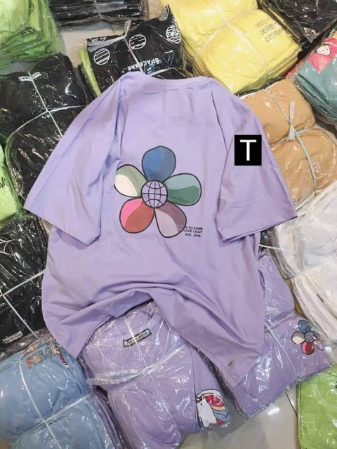 Áo phông hoa năm cánh nhiều màu DTR0719