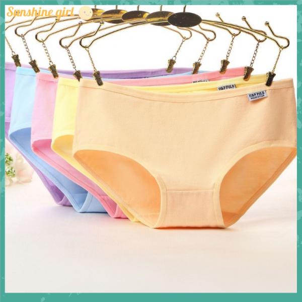 Quần Lót Cotton 100% Màu Trơn Đơn Giản Cho Nữ
