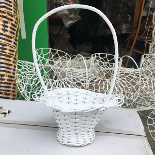 Giỏ mai tròn cắm hoa giả mây khung sắt ( size to)