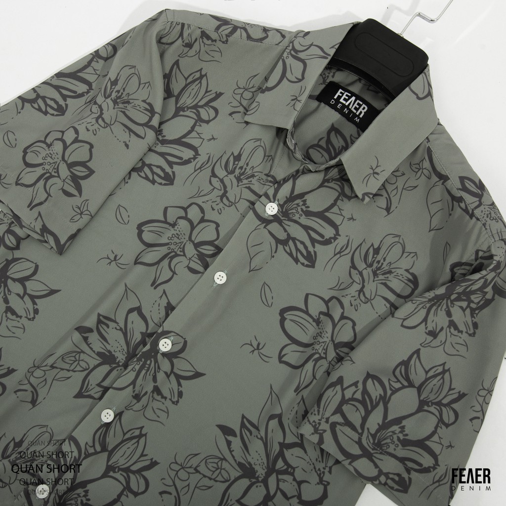 Áo sơ mi nam Cổ bẻ họa tiết hoa xám Florida chất Lụa chéo thoáng mát - FEAER DENIM | BigBuy360 - bigbuy360.vn