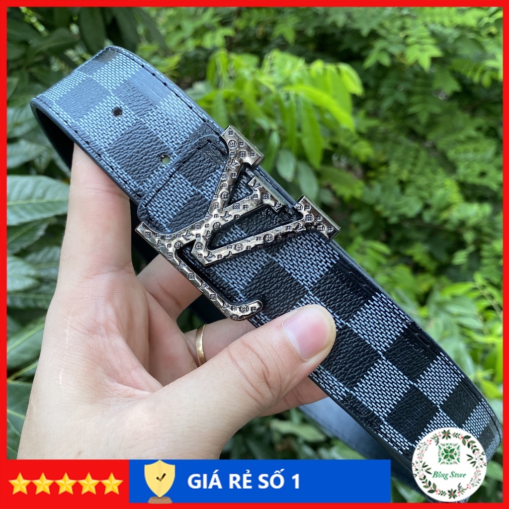 Combo Thắt lưng nam LV, Ví da kẻ caro, thắt lưng lv nam thời trang, mặt nguyên khối CBLV002D