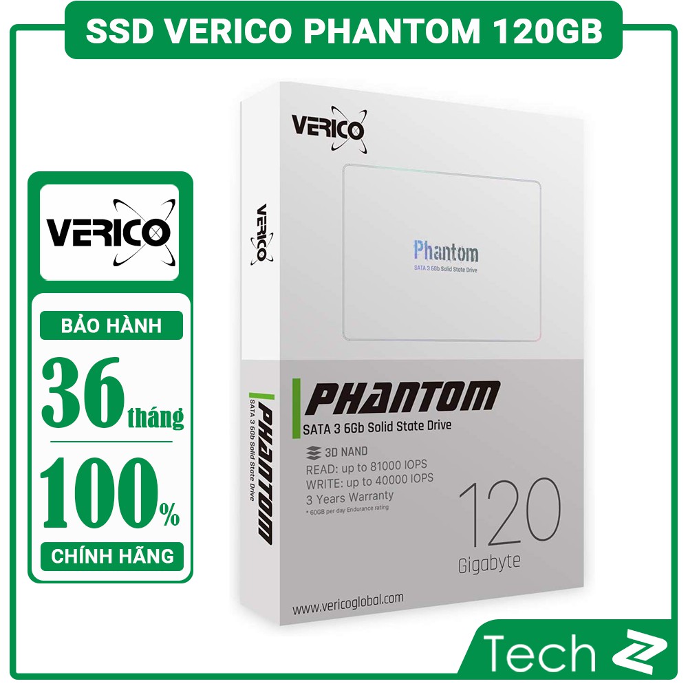 Ổ cứng SSD Verico Phantom Sata III 120GB Black (Đọc: 430 MB/s, Ghi: 430 MB/s)