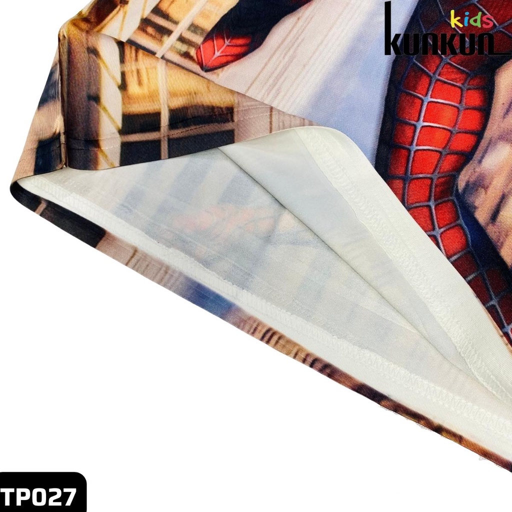 Quần áo trẻ em hình người nhện spiderman, đồ bộ bé trai chất thun lạnh size từ 10-40kg Kunkun Kid TP027