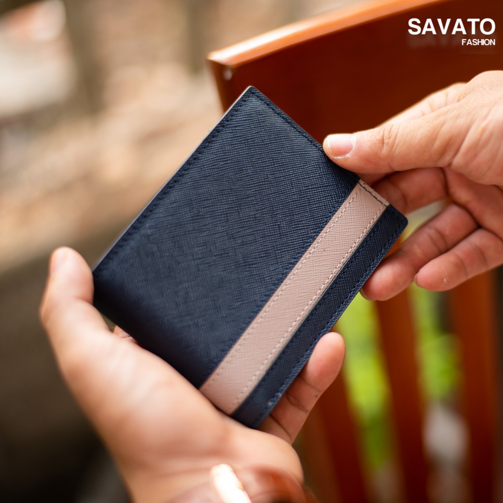 [Savato Fashion] Ví Nam Da Thật - Chất Liệu Da Saffiano Cao Cấp - BH 24 Tháng - Full Box