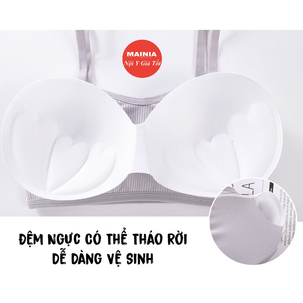 Áo  Bra Cotton Thun Gân Tăm 2 Dây Màu Trơn Co Giãn Áo Lót Học Sinh Mainia Shop