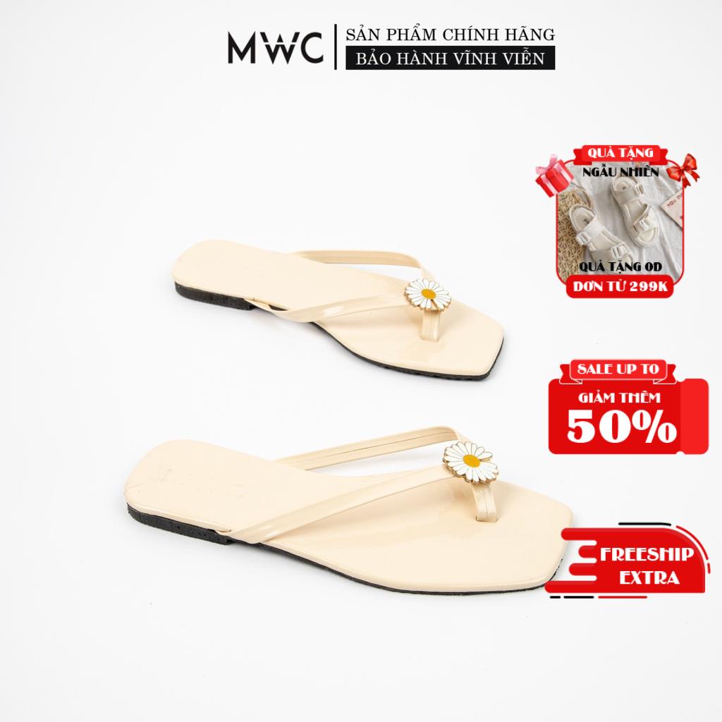 Dép Kẹp Nữ MWC Quai Đính Hoa Cúc Trẻ Trung Nữ Tính NUDE- 3321