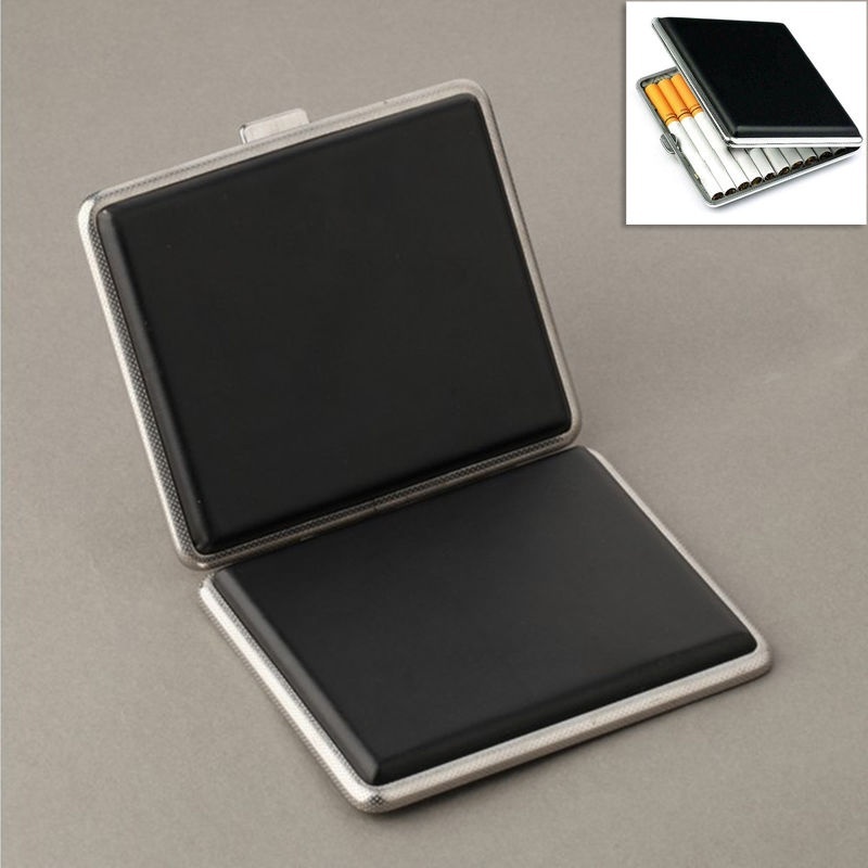 Fashion Leather Pocket Cigarette Case Box Holder Classic Black