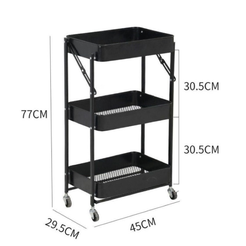 Kệ inox 3 tầng gấp gọn có bánh xe tiện lợi, phù hợp để spa, nhà tắm, deco phòng