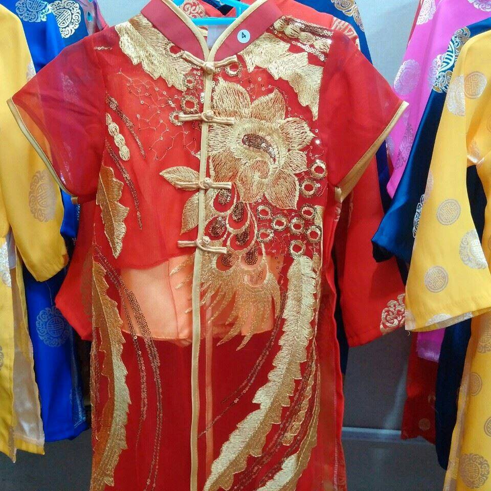 [Sale sốc!!!Xả kho áo dài Tết] Áo dài cách tân theeo phượng bé gái