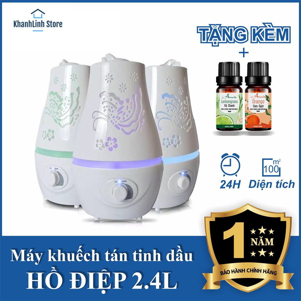 Máy Xông Tinh Dầu, Khuếch tán, Phun sương Hồ Điệp phòng rộng 60m2 chay 24h, Tặng tinh dầu