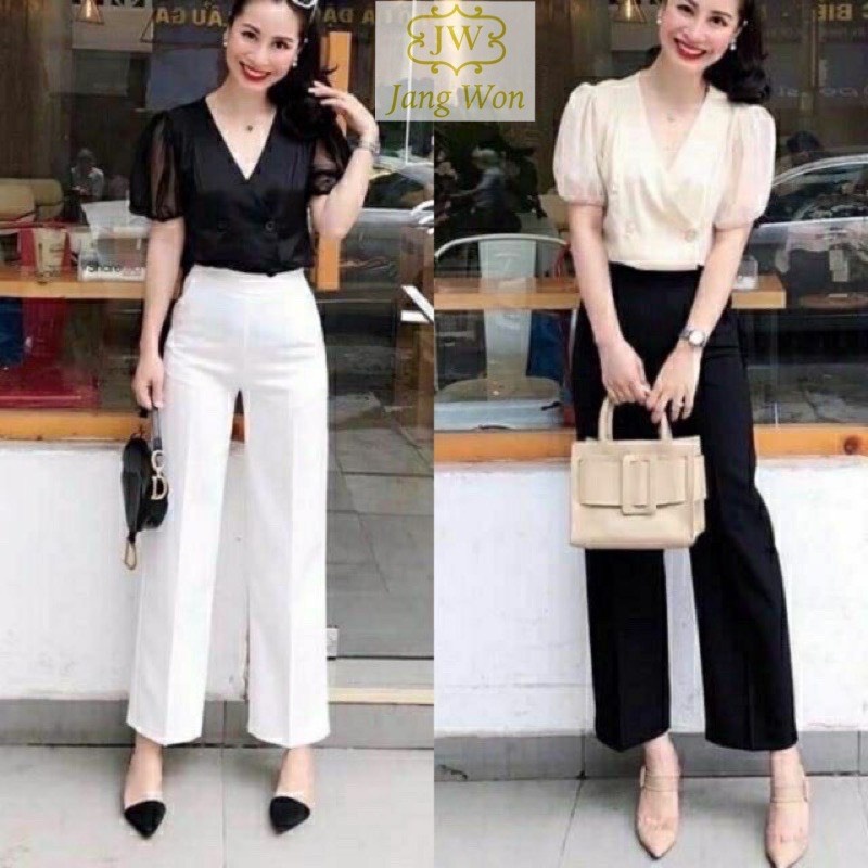 Quần nữ ống suông ống rộng đen be xám xanh than S M L XL 2XL