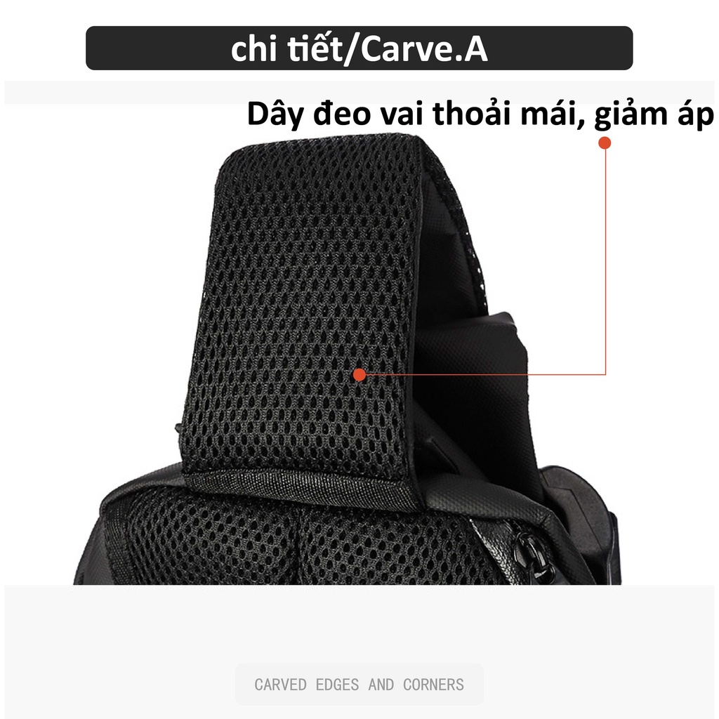 Túi đeo chéo ngực bằng da chống thấm nước sức chứa lớn kết nối cổng sạc USB tiện dụng cho nam