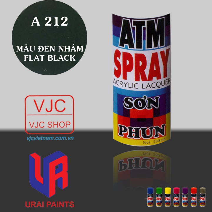 Chai sơn xịt sơn xe máy cao cấp ATM / WIN màu đen nhám A212 / 212 dung tích 400 ml