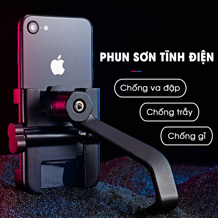 Giá đỡ kẹp điện thoại C2 hợp kim kim loại gắn chân gương xe máy chống rung, chống giật, vô cùng chắc chắn