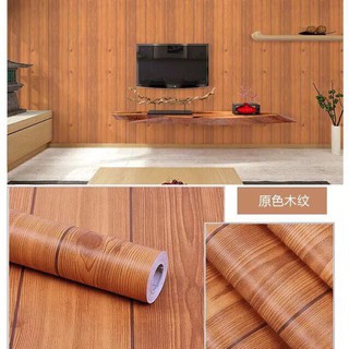 ( tặng kèm dụng cụ ) . combo 10m giấy dán tường vân gỗ nâu