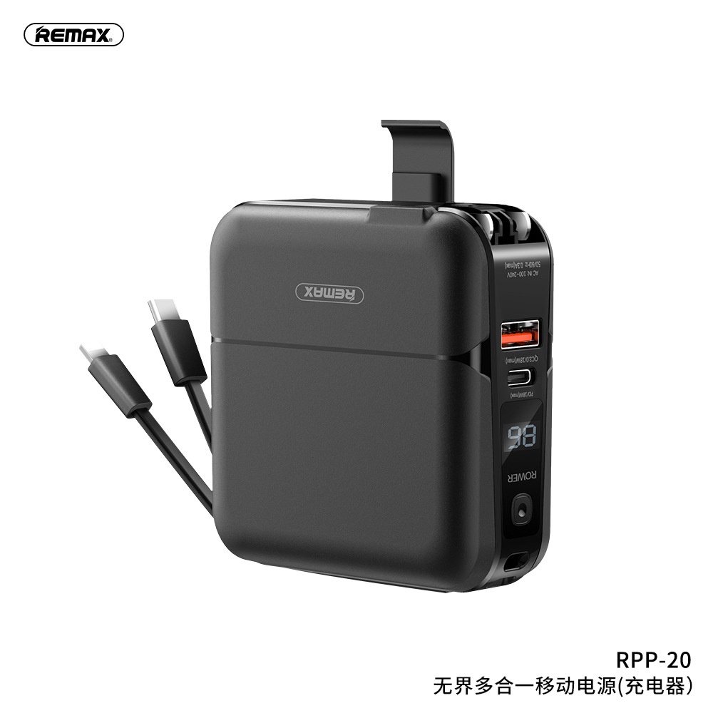 Pin sạc dự phòng REMAX RPP-145 10000mah Sạc không dây 20W kèm dây sạc lightning, typeC 5v 9v 12v sạc laptop -BH12 tháng