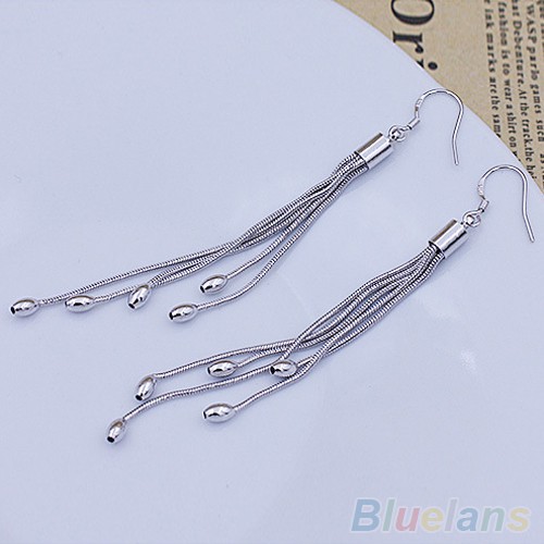 Đôi Bông Tai Mạ Bạc Dáng Dài Thời Trang Cho Nữ