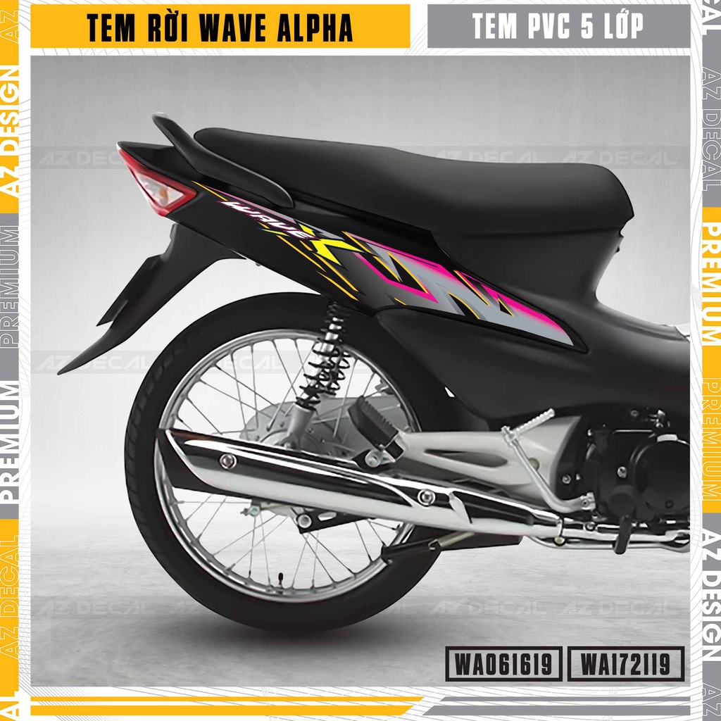 Tem Rời Dán Xe Wave A 110 100 Mẫu Chữ X Cách Điệu | WA19 | Decal Chế Dán Xe Wave A Các Màu Đen, Trắng, Đỏ, ....