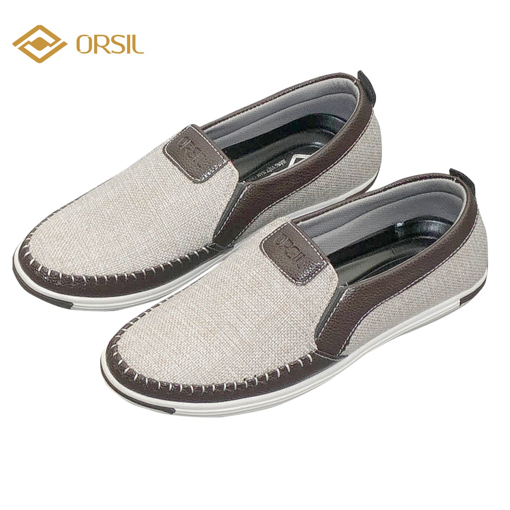 Giày lười nam vải jean ORSIL màu nâu sáng trẻ trung - MD1 | BigBuy360 - bigbuy360.vn