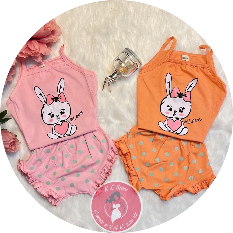 Bộ hai dây cho bé gái (7-23kg), 100% cotton, phối hình cute đáng yêu TE14