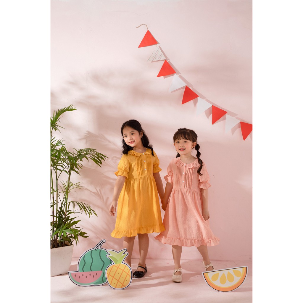 [LITTLE PINK] JENNY DRESS - Váy thô hạt cổ bèo bé gái