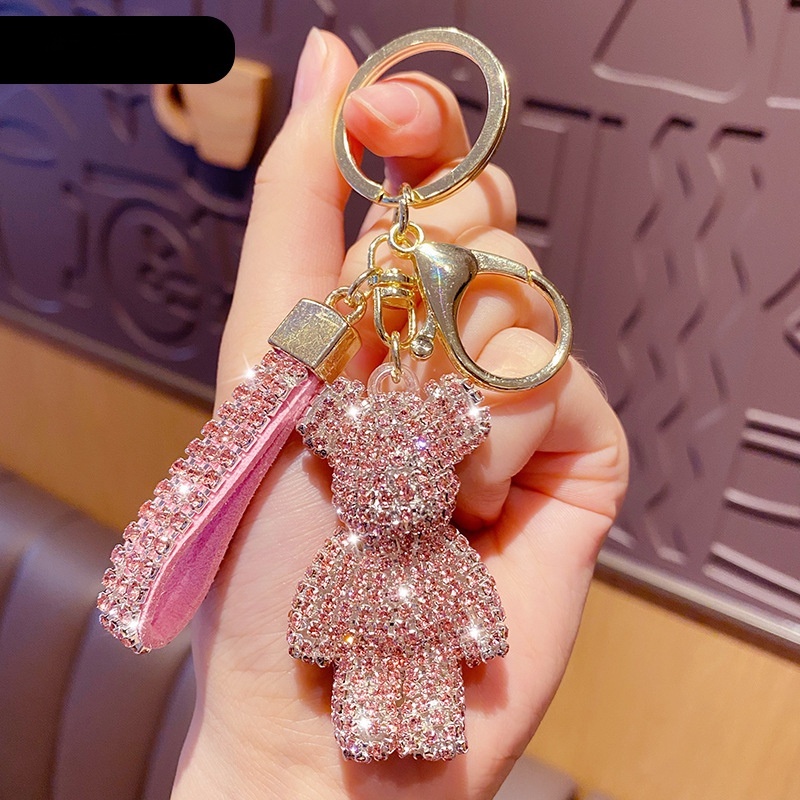 Móc Chìa Khóa Hình Gấu Hoạt Hình Đính Đá Sáng Tạo Dễ Thương