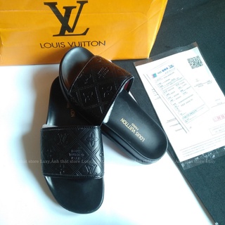 Dép lv nam quai chéo đẹp , dép lê nữ louis vuitton full box
