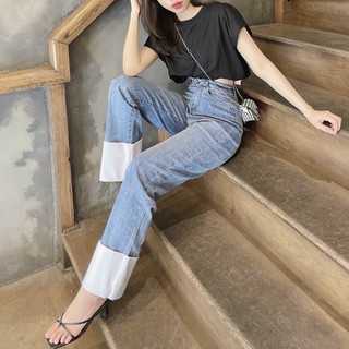 Quần culottes lật lai trắng