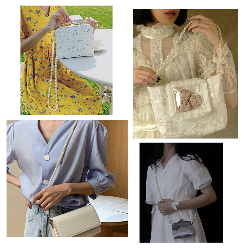 Dây đeo túi xách IELGY phối chuỗi hạt ngọc trai 10mm DIY