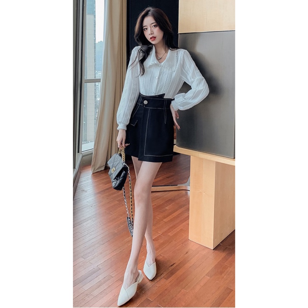 Chân váy nữ, chân váy nữ kaki dày dặn phối chỉ trắng đủ size S M L SKUCV-03B