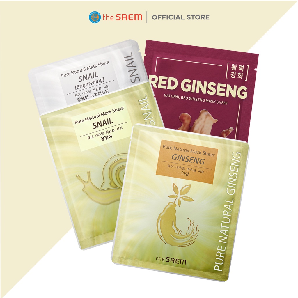 Mặt Nạ Giấy Dưỡng Trắng - Giữ Ẩm the SAEM Pure Natural Mask Sheet 20ml