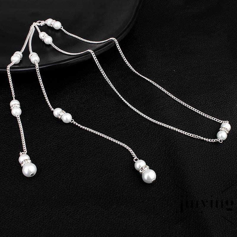 GETNOIVAS Dây Chuyền Dáng Dài Đính Ngọc Trai Nhân Tạo Thời Trang