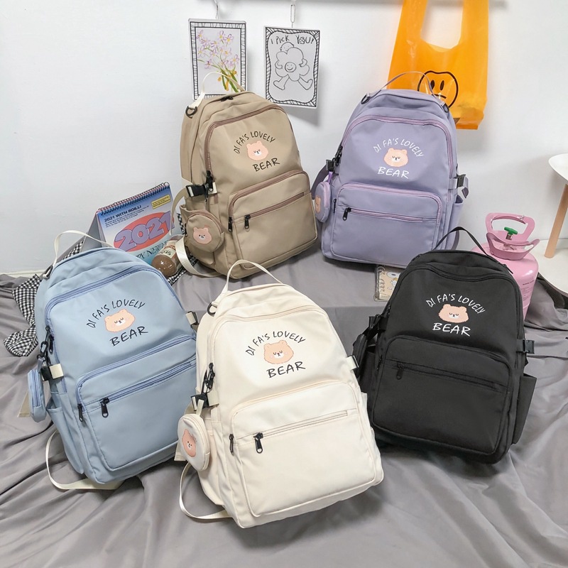 Balo ulzzang cao cấp kiểu dáng thời trang Difa Bear ( tặng kèm túi nhỏ )