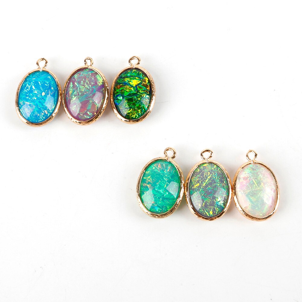 Mặt charm hình oval bằng resin mạ đồng làm trang sức diy