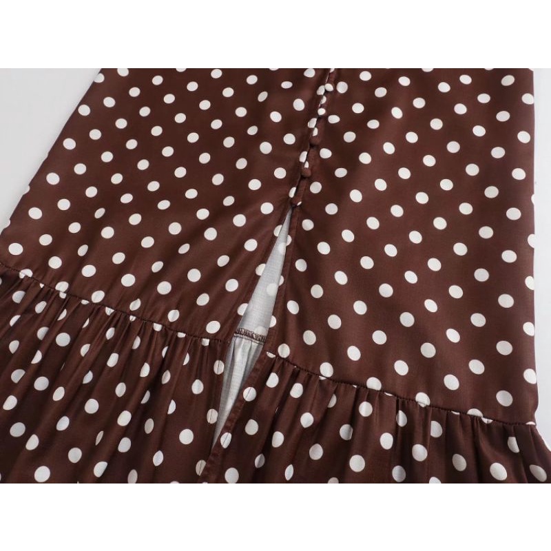 ĐẦM 2 DÂY CHẤM BI NÂU ZR XUẤT XỊN