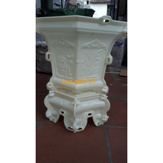 Khuôn chậu lục giác 31 kèm chân. TẶNG KÈM BÚA CAO SU VÀ CHỔI SƠN TRỊ GIÁ 20K( Nhựa abs có lòng trong dễ dàng sử dụng)