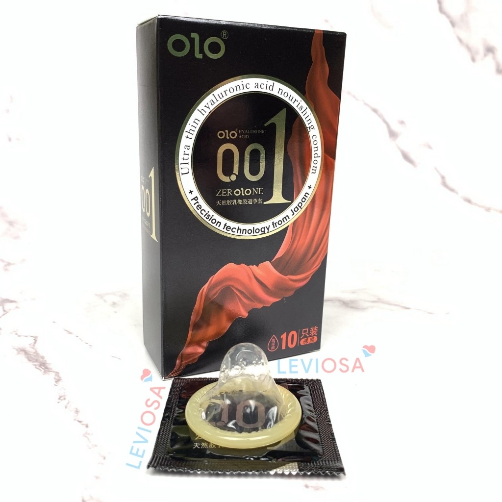 Bao cao su OLO siêu mỏng 001 BLACK NAKED cao cấp Hộp 10 BCS Công nghệ Nhật Bản Size 52mm